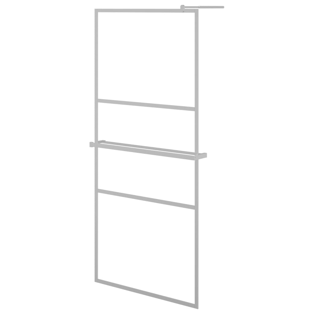 Pregrada za tuš s policom krom 100x195 cm staklo ESG i aluminij