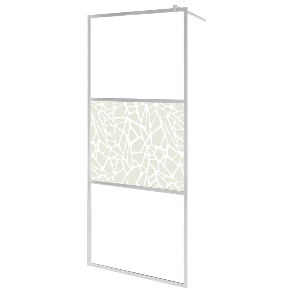 Pregrada za tuš s policom krom 100x195 cm staklo ESG i aluminij