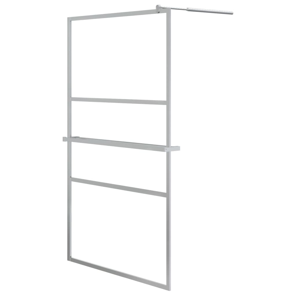 Pregrada za tuš s policom krom 115x195 cm staklo ESG i aluminij