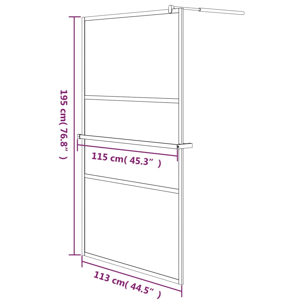 Pregrada za tuš s policom krom 115x195 cm staklo ESG i aluminij