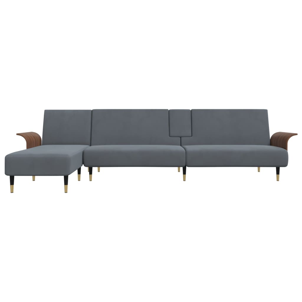 Kutna garnitura na razvlačenje tamnosiva 279x140x70 cm baršun