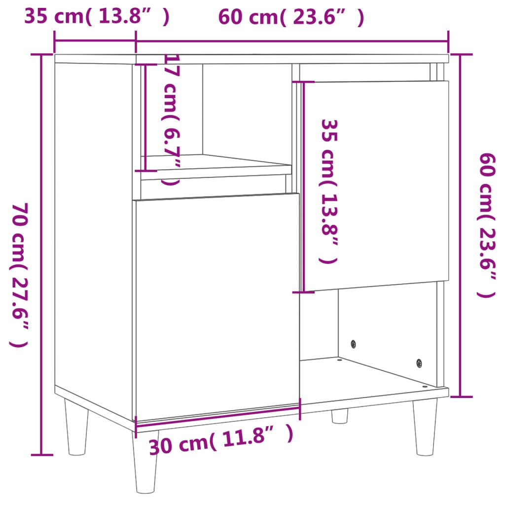 Komode 2 kom boja hrasta 60 x 35 x 70 cm od konstruiranog drva