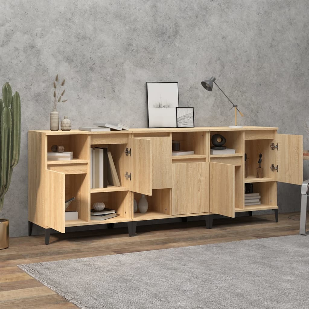 Komoda 3 kom boja hrasta sonome 60x35x70 cm konstruirano drvo