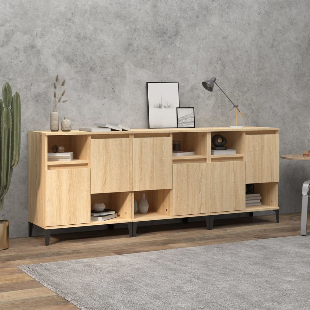 Komoda 3 kom boja hrasta sonome 60x35x70 cm konstruirano drvo
