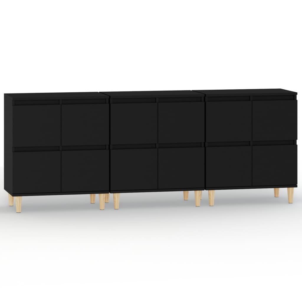Komode 3 kom crne 60x35x70 cm od konstruiranog drva