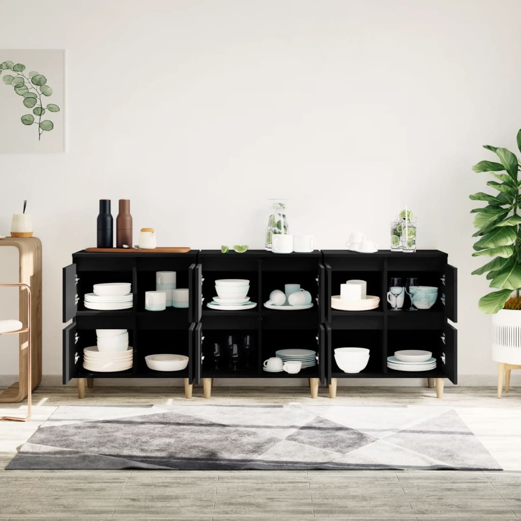 Komode 3 kom crne 60x35x70 cm od konstruiranog drva