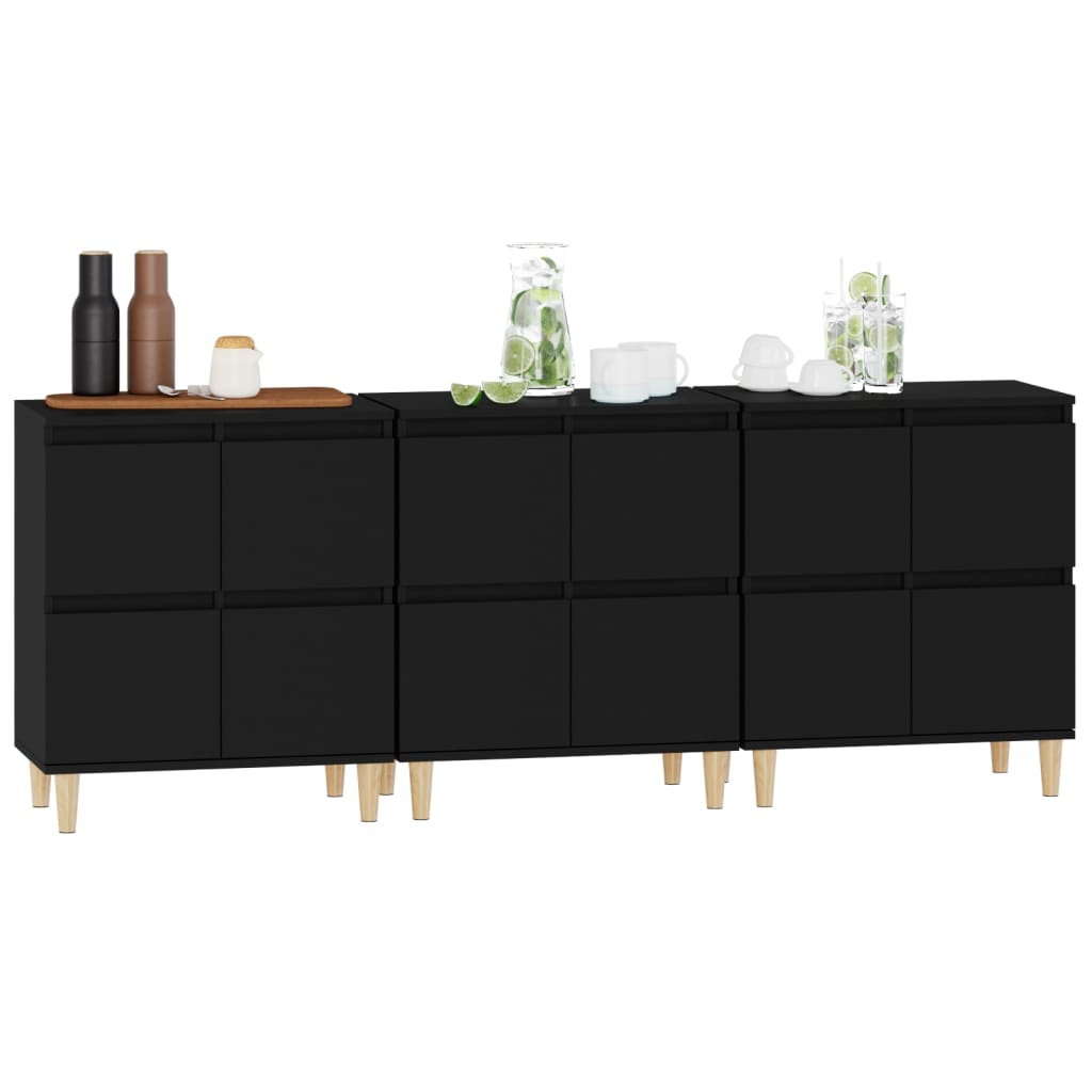 Komode 3 kom crne 60x35x70 cm od konstruiranog drva