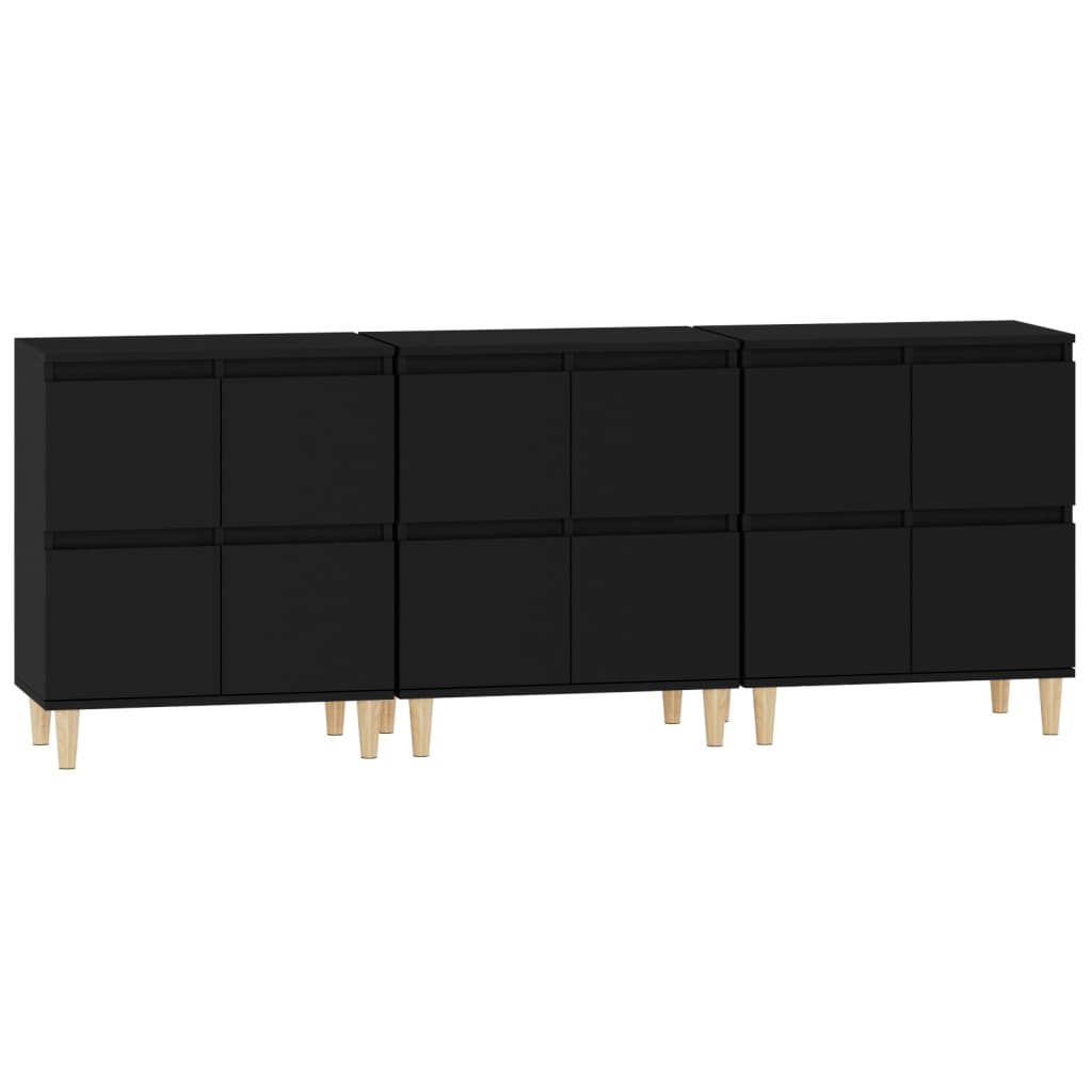 Komode 3 kom crne 60x35x70 cm od konstruiranog drva