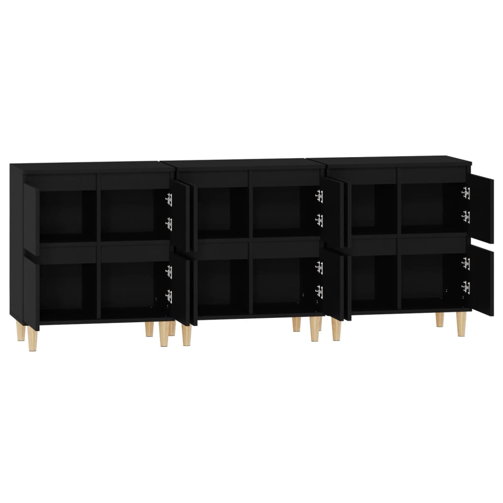 Komode 3 kom crne 60x35x70 cm od konstruiranog drva