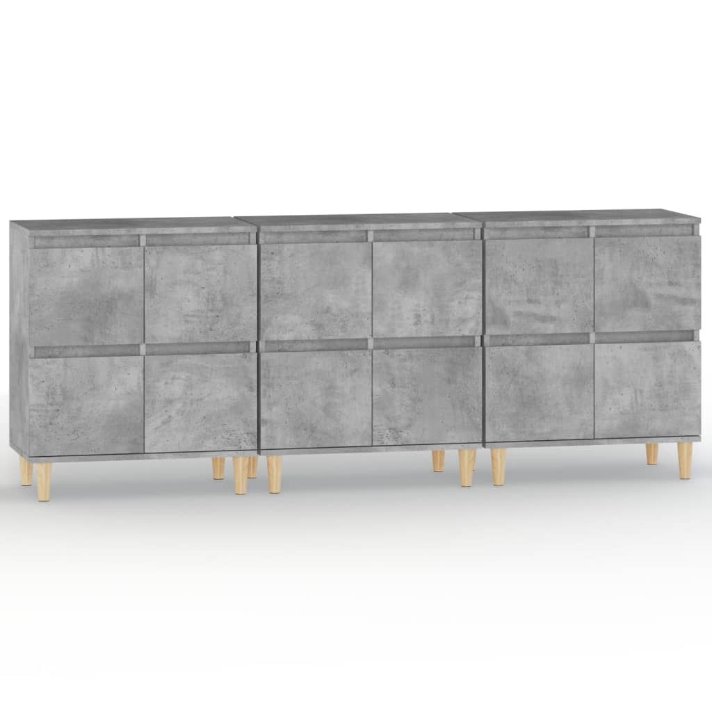 Komode 3 kom siva boja betona 60x35x70 cm od konstruiranog drva