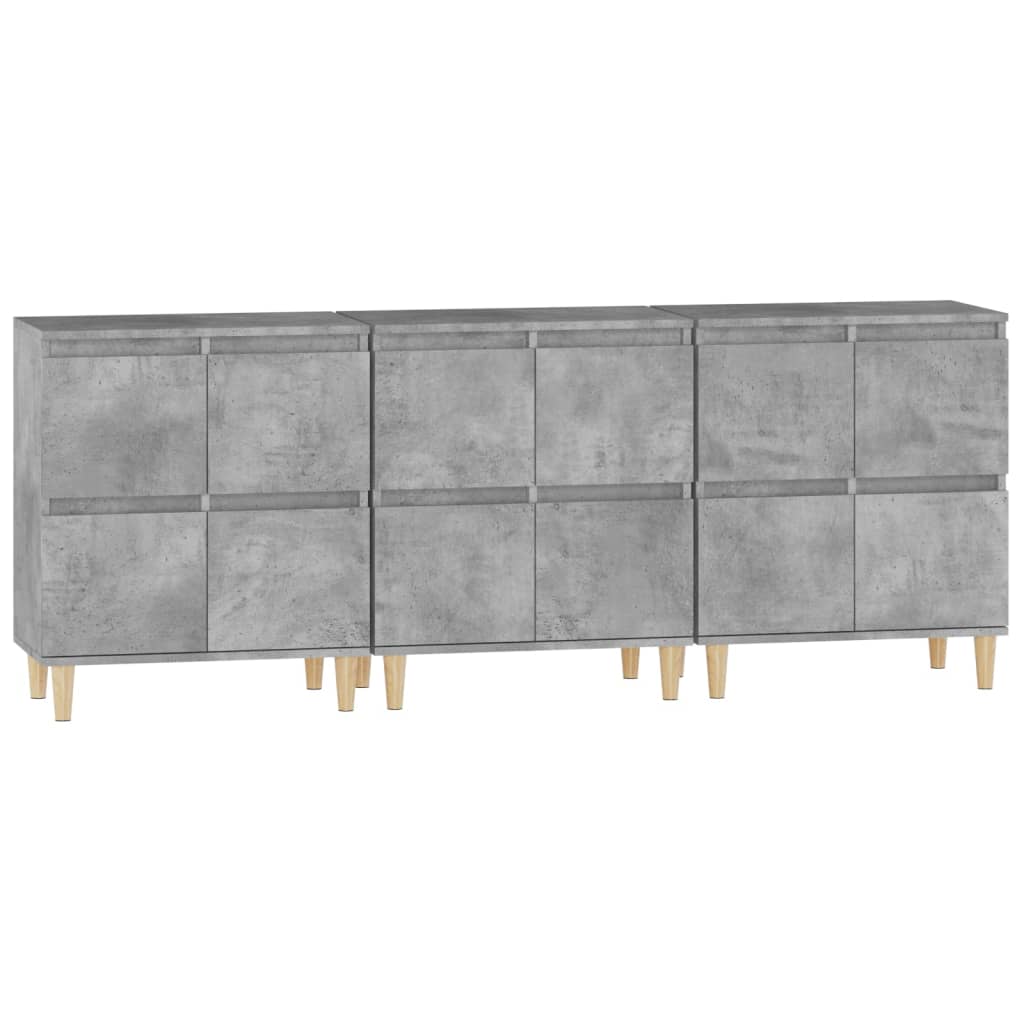 Komode 3 kom siva boja betona 60x35x70 cm od konstruiranog drva