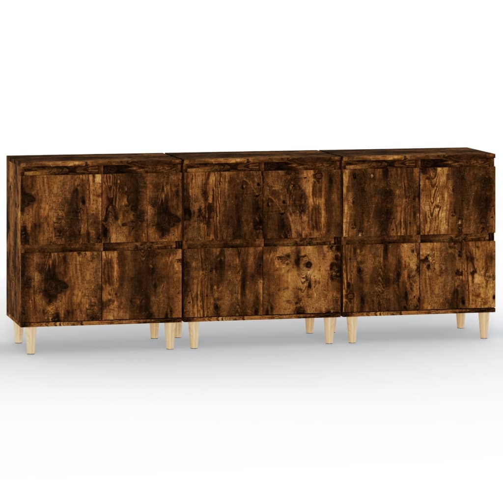 Komode 3 kom boja dimljenog hrasta 60x35x70cm konstruirano drvo