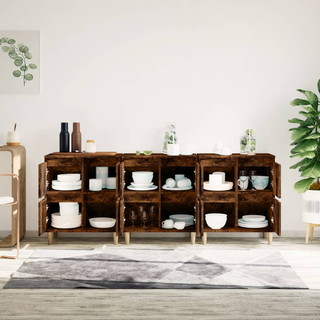 Komode 3 kom boja dimljenog hrasta 60x35x70cm konstruirano drvo