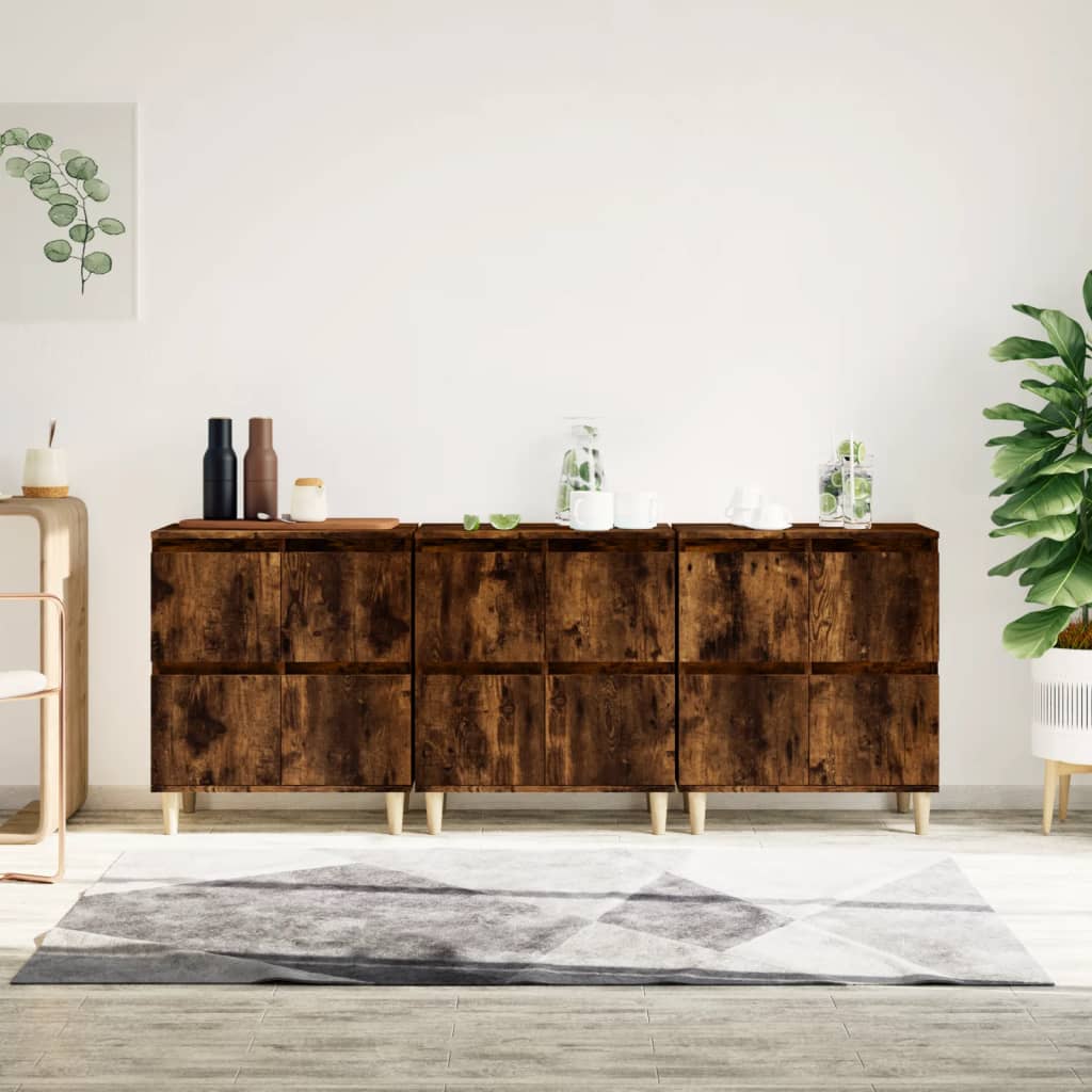 Komode 3 kom boja dimljenog hrasta 60x35x70cm konstruirano drvo