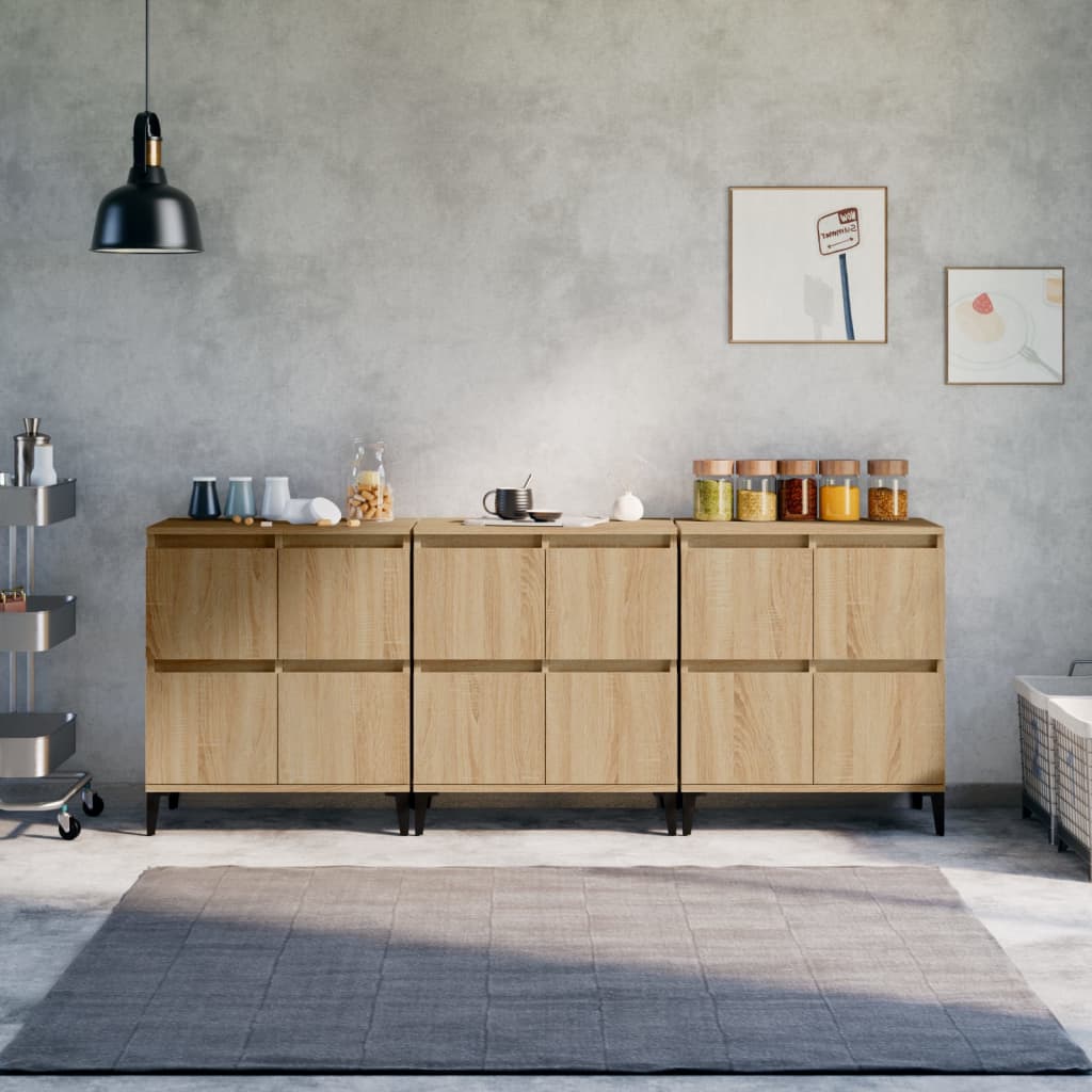 Komoda 3 kom boja hrasta sonome 60x35x70 cm konstruirano drvo