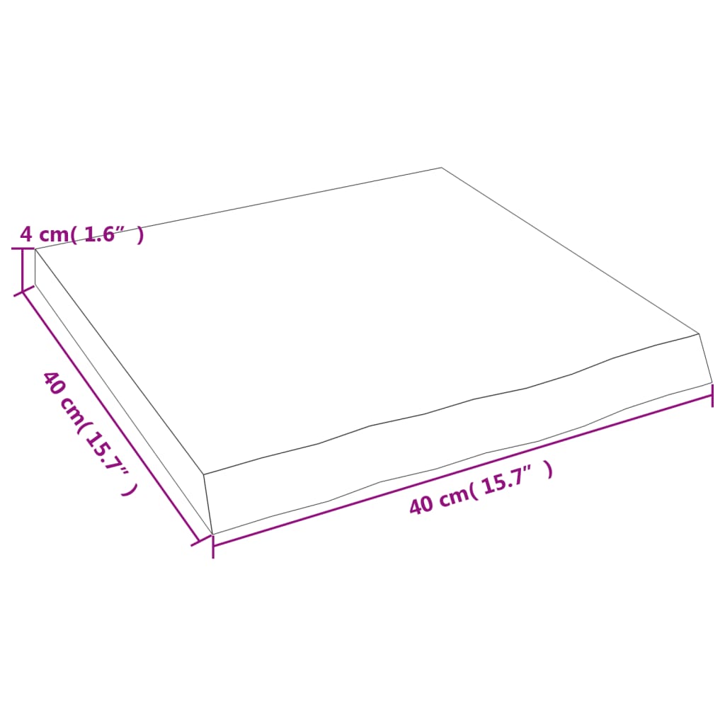 Kupaonska radna ploča 40x40x(2-4) cm netretirano masivno drvo