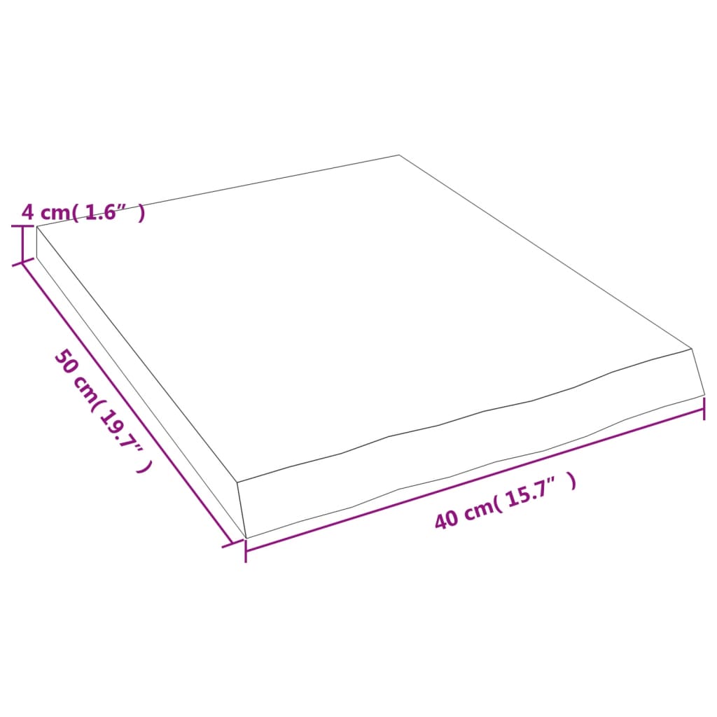Kupaonska radna ploča 40x50x(2-4) cm netretirano masivno drvo