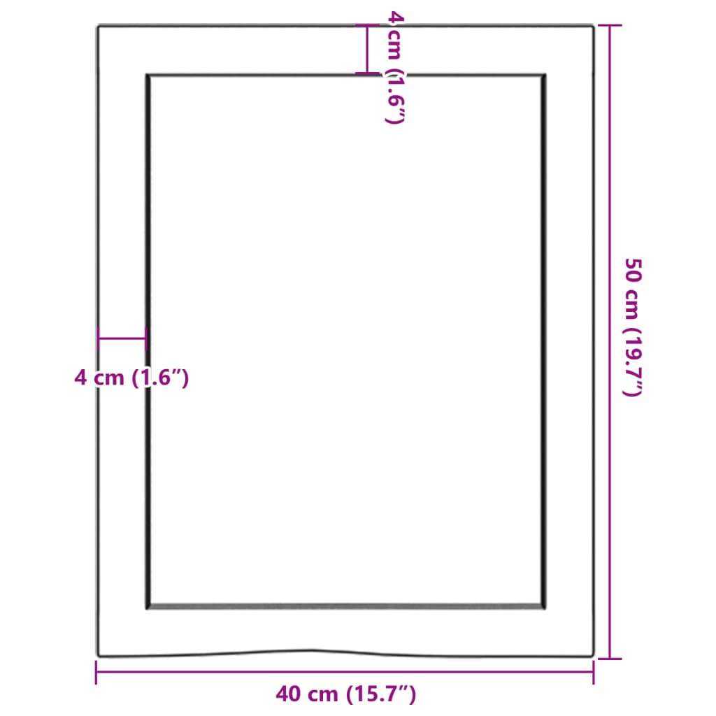 Kupaonska radna ploča 40x50x(2-4) cm netretirano masivno drvo