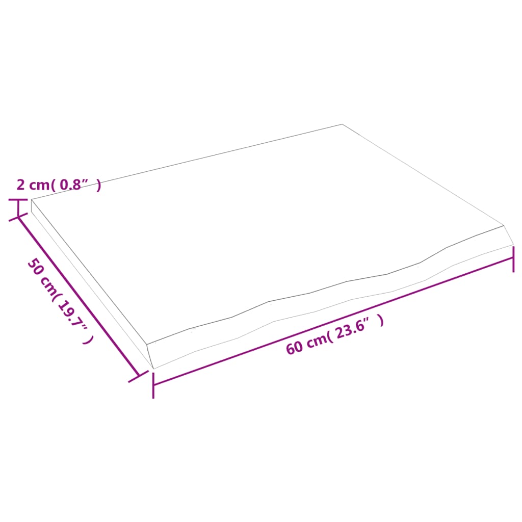 Kupaonska radna ploča 60 x 50 x 2 cm netretirano masivno drvo