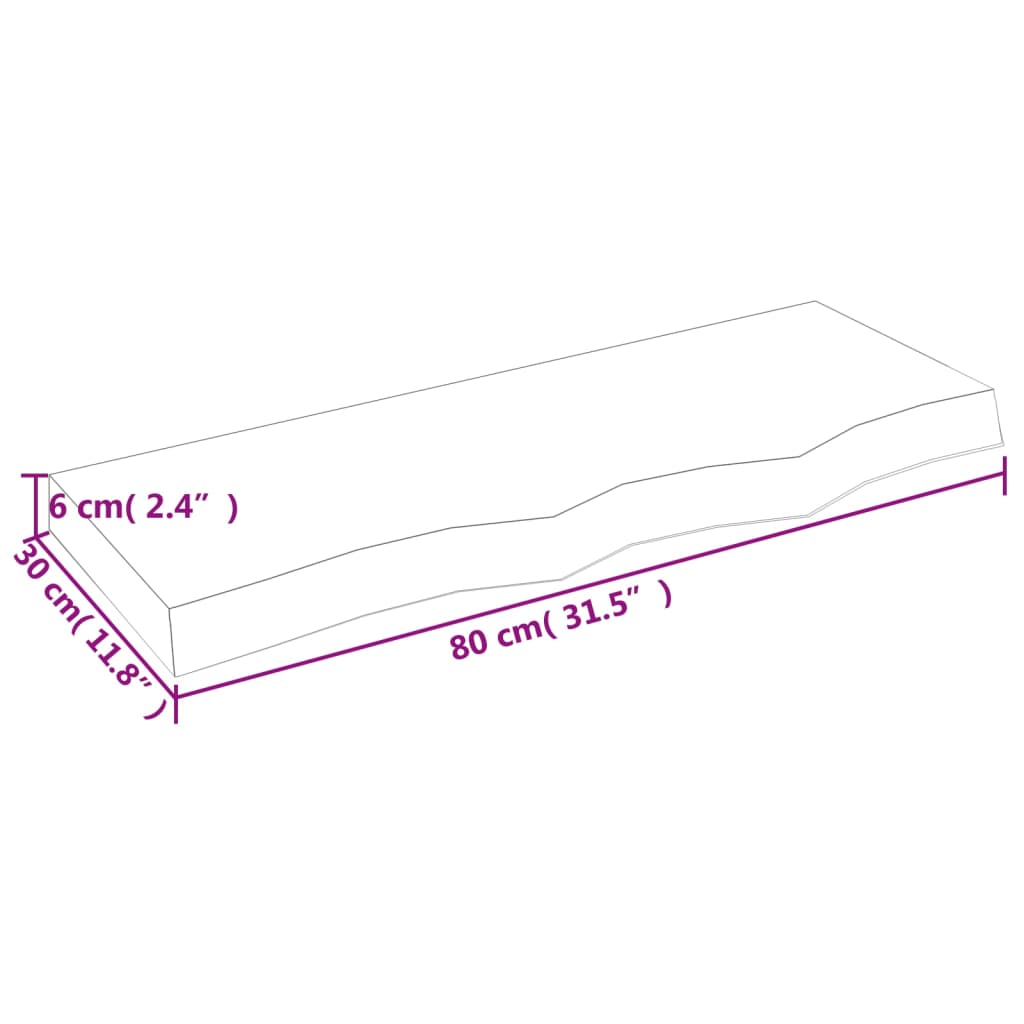 Kupaonska radna ploča 80x30x(2-6) cm netretirano masivno drvo