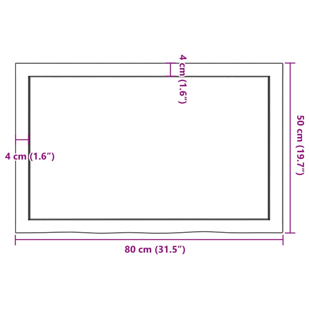 Kupaonska radna ploča 80x50x(2-4) cm netretirano masivno drvo