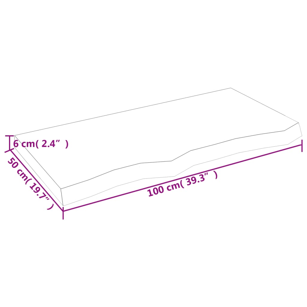 Kupaonska radna ploča 100x50x(2-6) cm netretirano masivno drvo