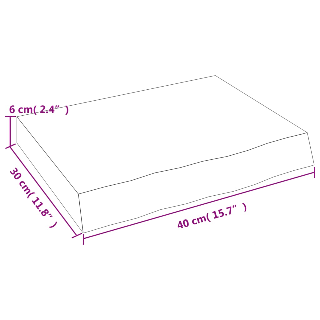 Kupaonska radna ploča svjetlosmeđa 40x30x(2-6) cm masivno drvo