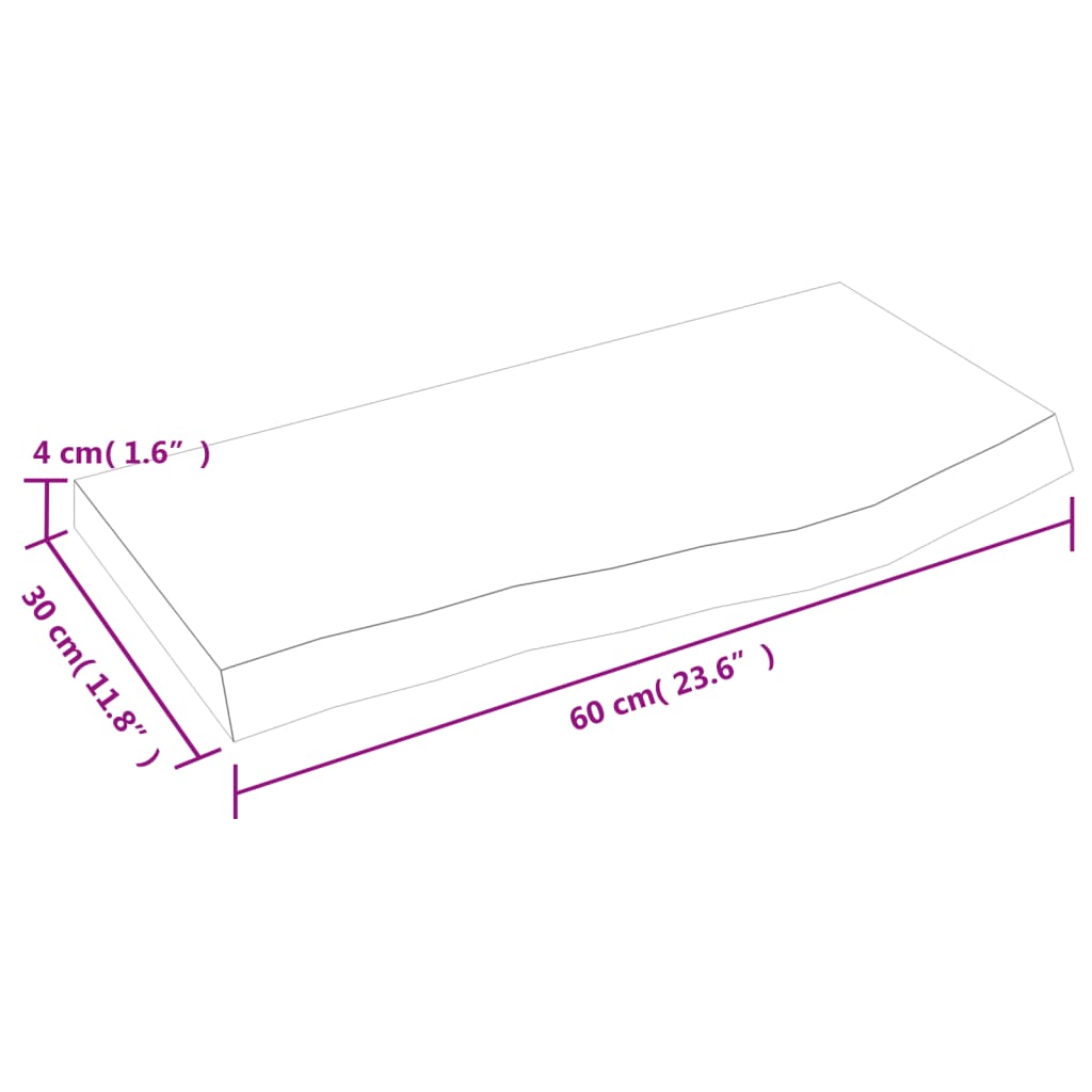 Kupaonska radna ploča svjetlosmeđa 60x30x(2-4) cm masivno drvo