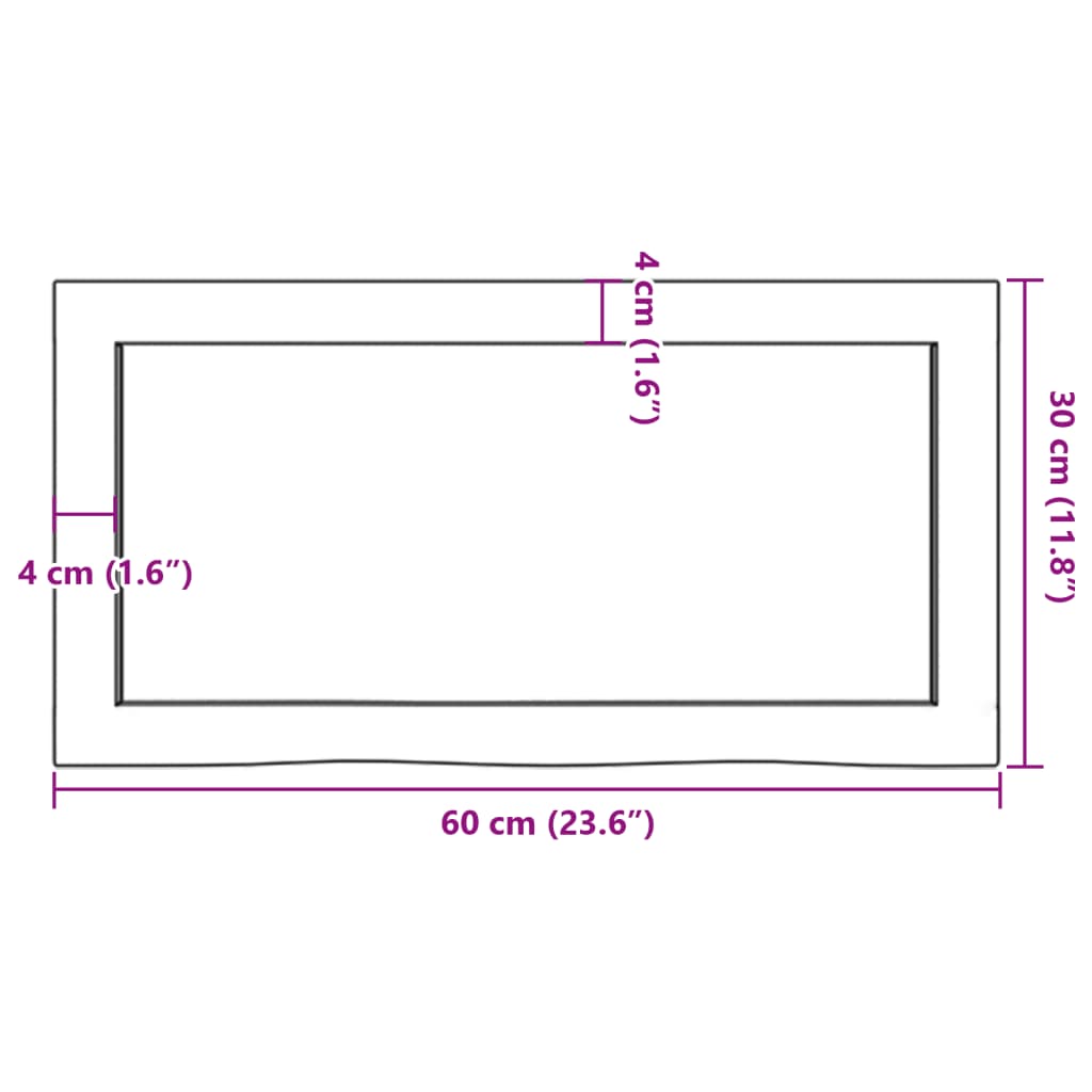 Kupaonska radna ploča svjetlosmeđa 60x30x(2-4) cm masivno drvo