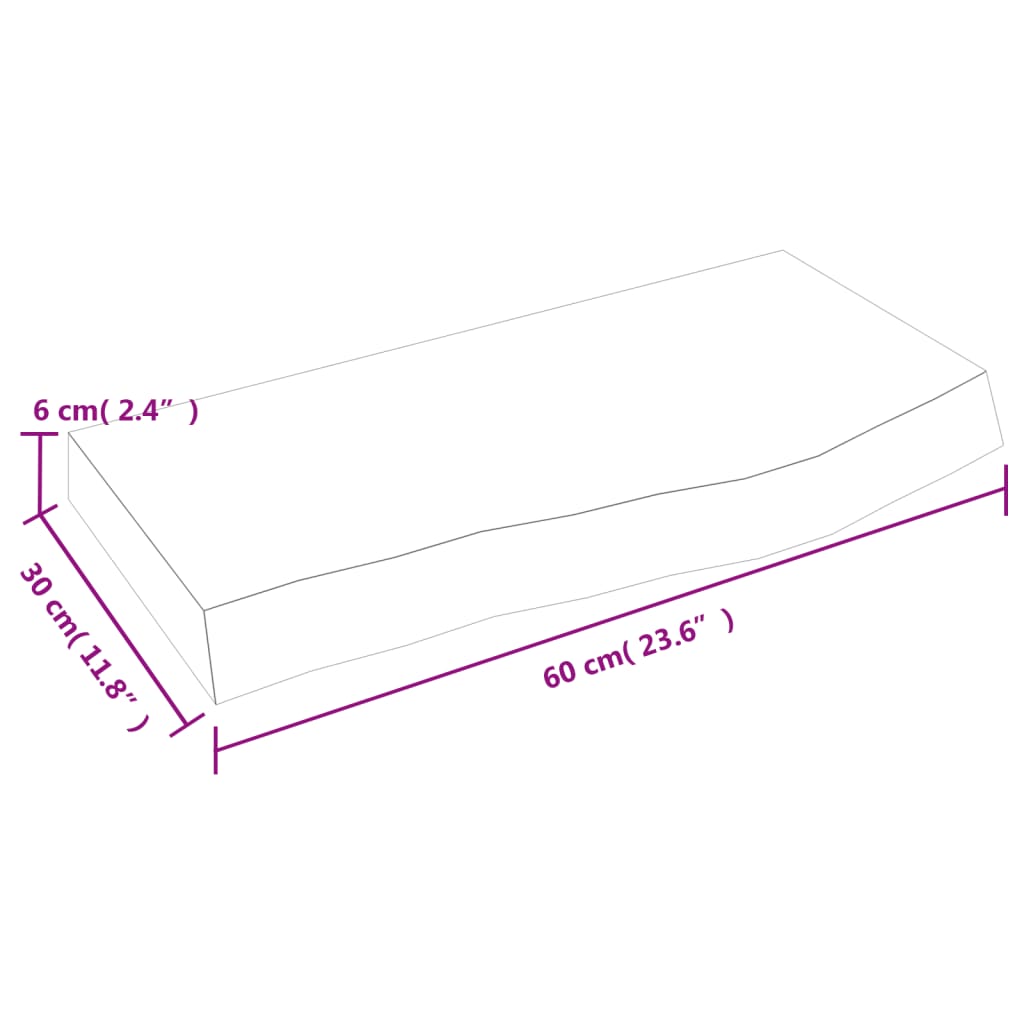 Kupaonska radna ploča svjetlosmeđa 60x30x(2-6) cm masivno drvo