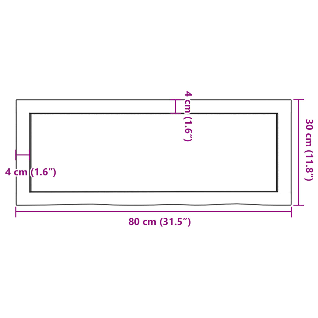 Kupaonska radna ploča svjetlosmeđa 80x30x(2-6) cm masivno drvo