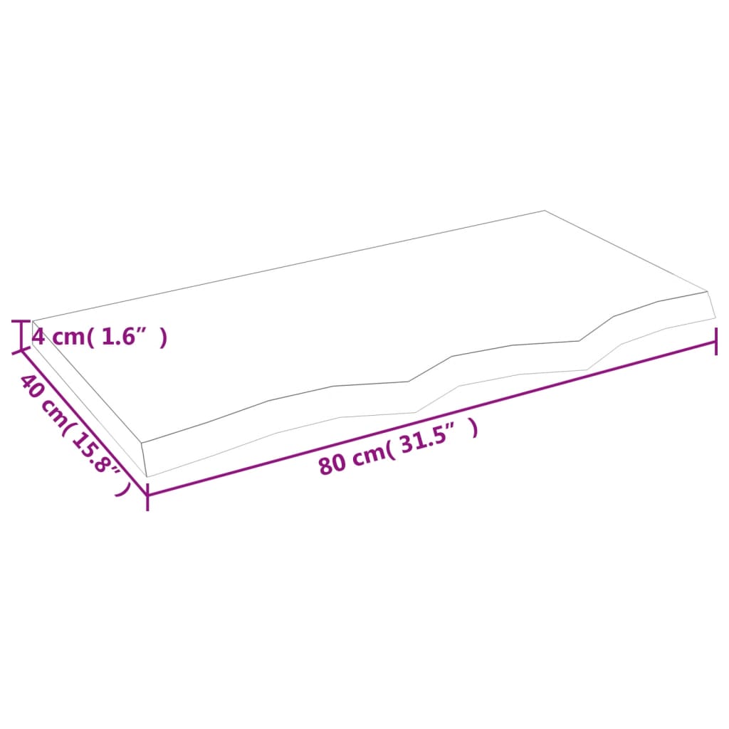 Kupaonska radna ploča svjetlosmeđa 80x40x(2-4) cm masivno drvo