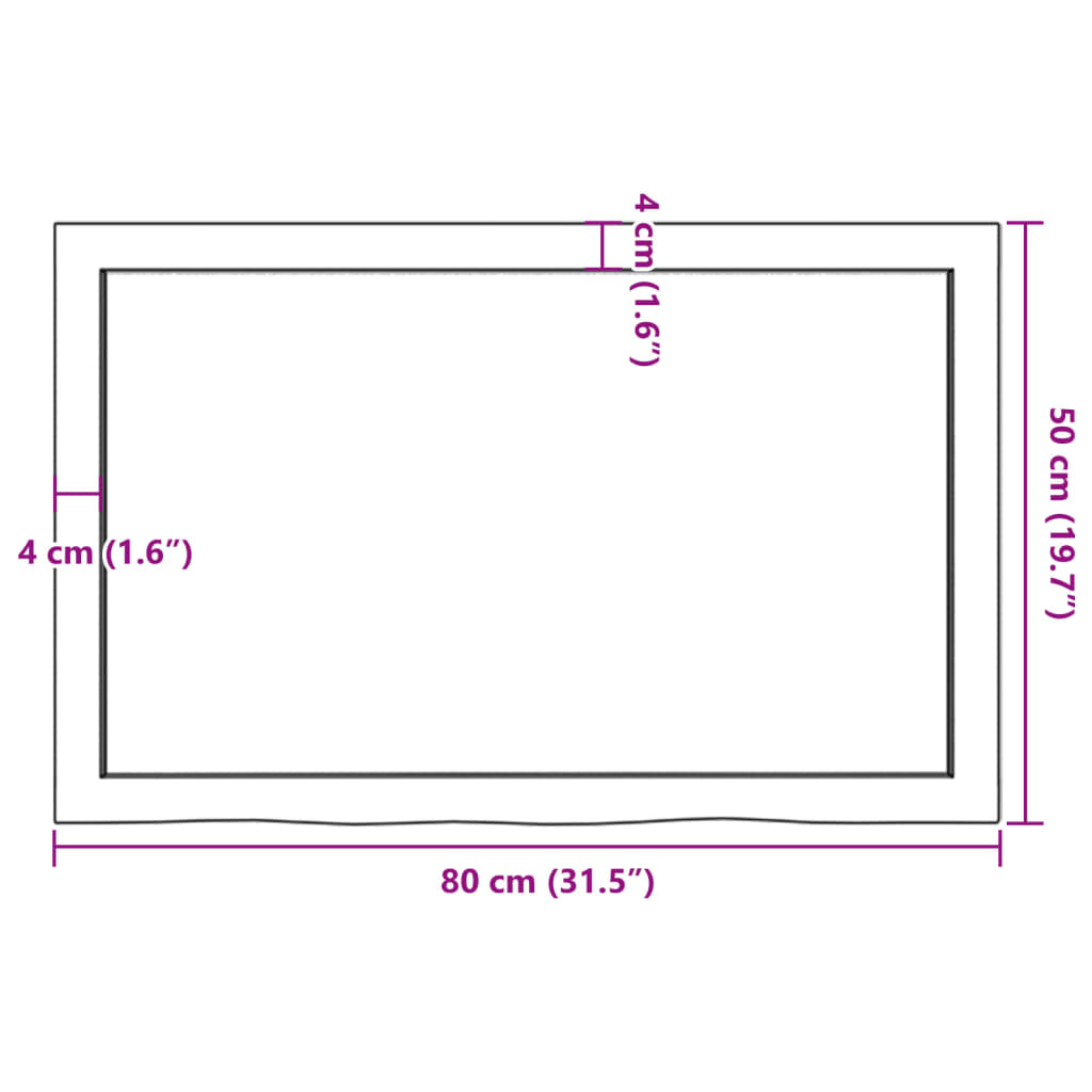 Kupaonska radna ploča svjetlosmeđa 80x50x(2-6) cm masivno drvo