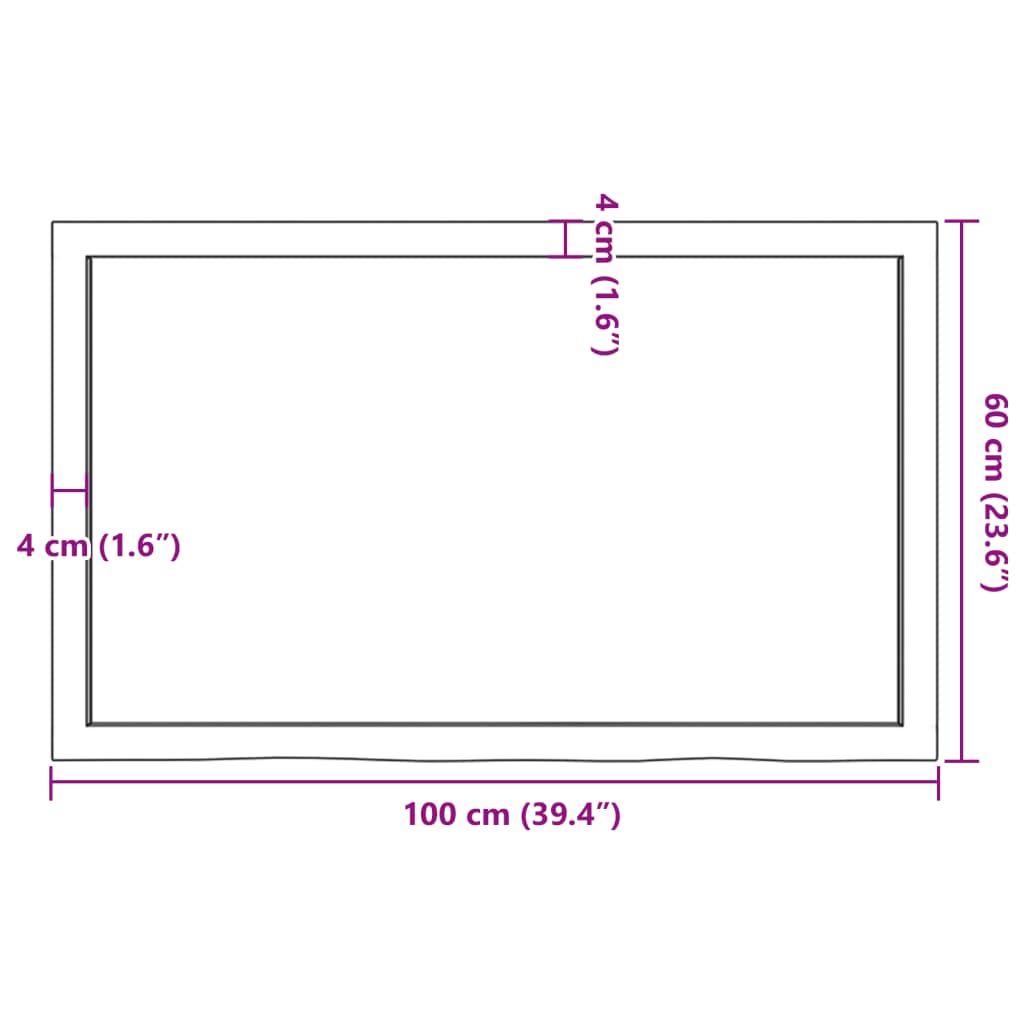 Kupaonska radna ploča svjetlosmeđa 100x60x(2-4) cm masivno drvo
