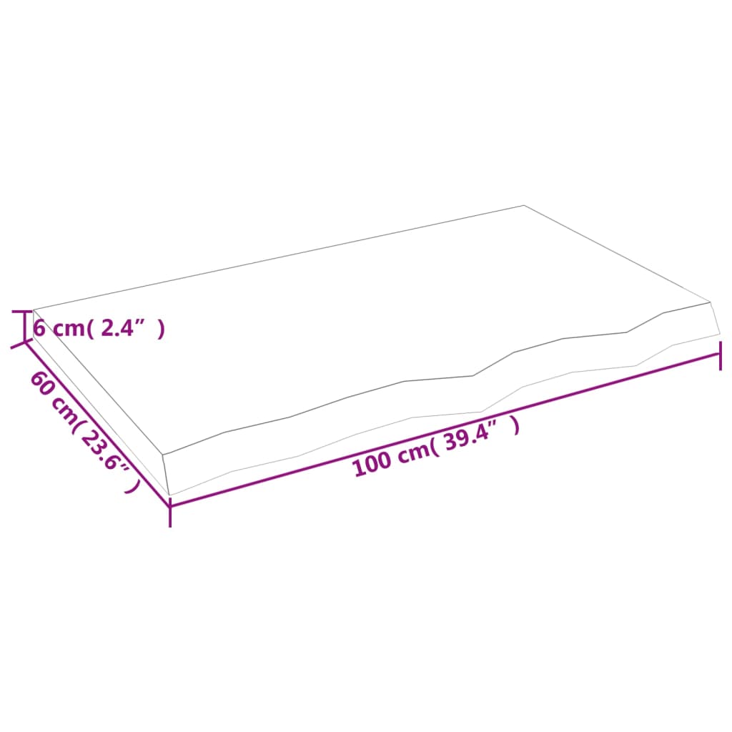 Kupaonska radna ploča svjetlosmeđa 100x60x(2-6) cm masivno drvo
