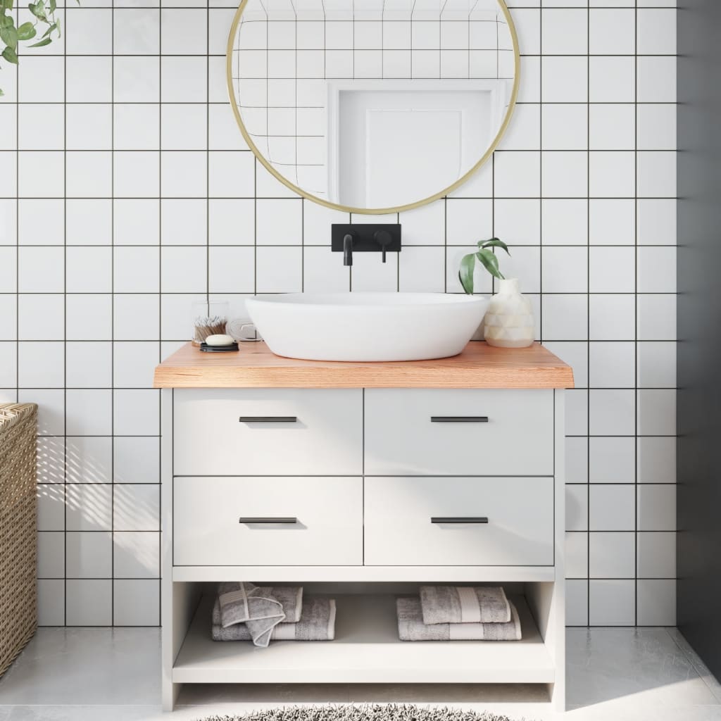 Kupaonska radna ploča svjetlosmeđa 100x60x(2-6) cm masivno drvo