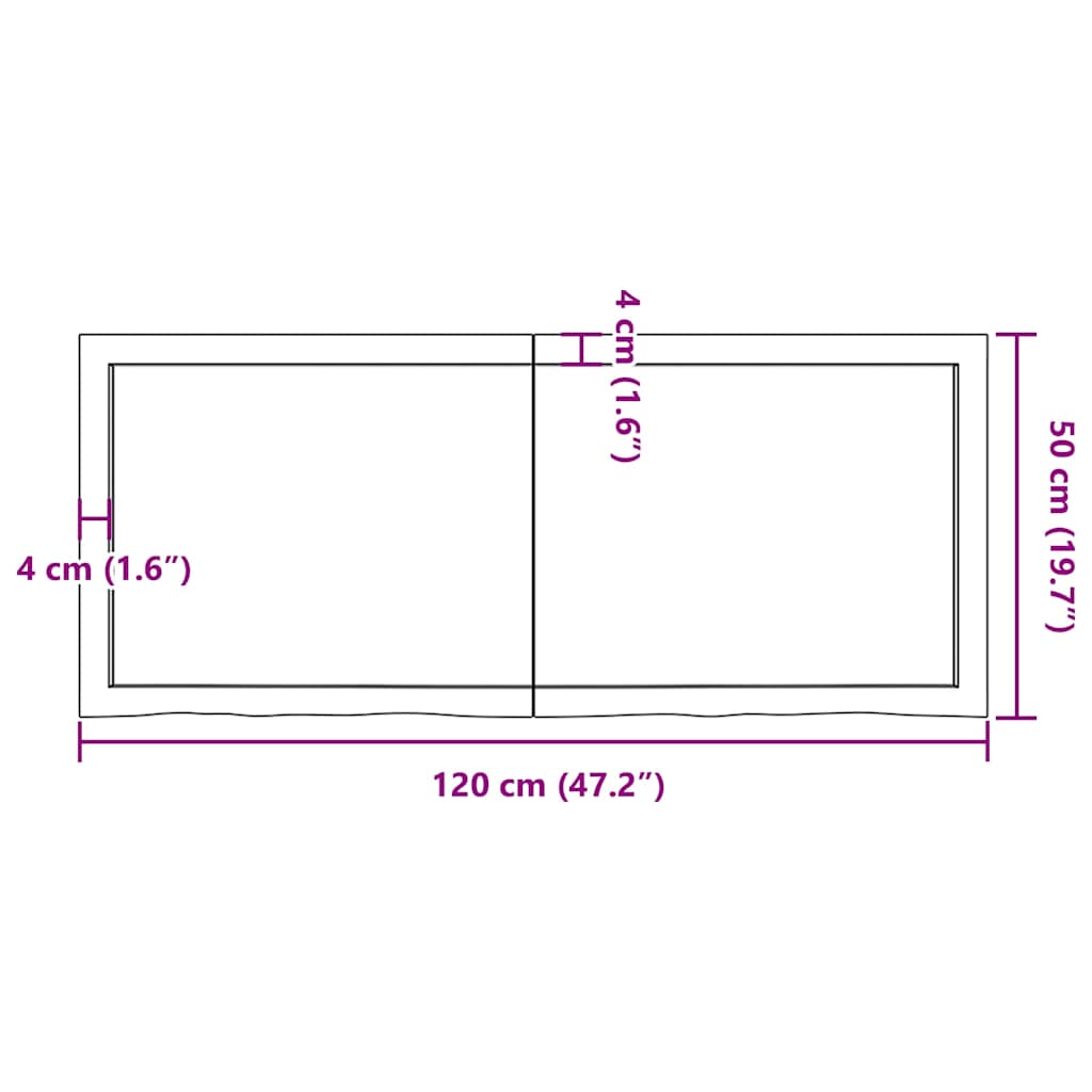 Kupaonska radna ploča svjetlosmeđa 120x50x(2-4) cm masivno drvo