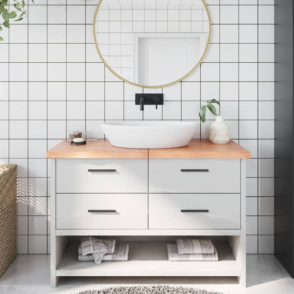 Kupaonska radna ploča svjetlosmeđa 120x50x(2-4) cm masivno drvo