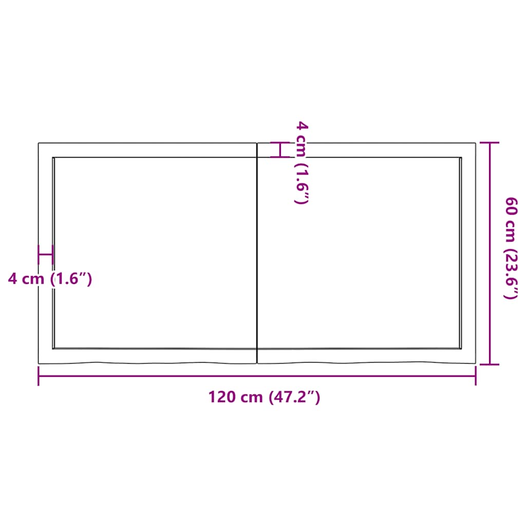 Kupaonska radna ploča svjetlosmeđa 120x60x(2-4) cm masivno drvo