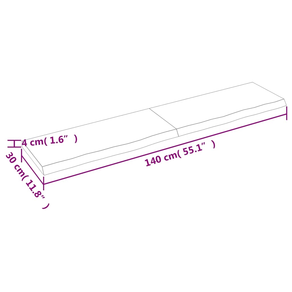 Kupaonska radna ploča svjetlosmeđa 140x30x(2-4) cm masivno drvo