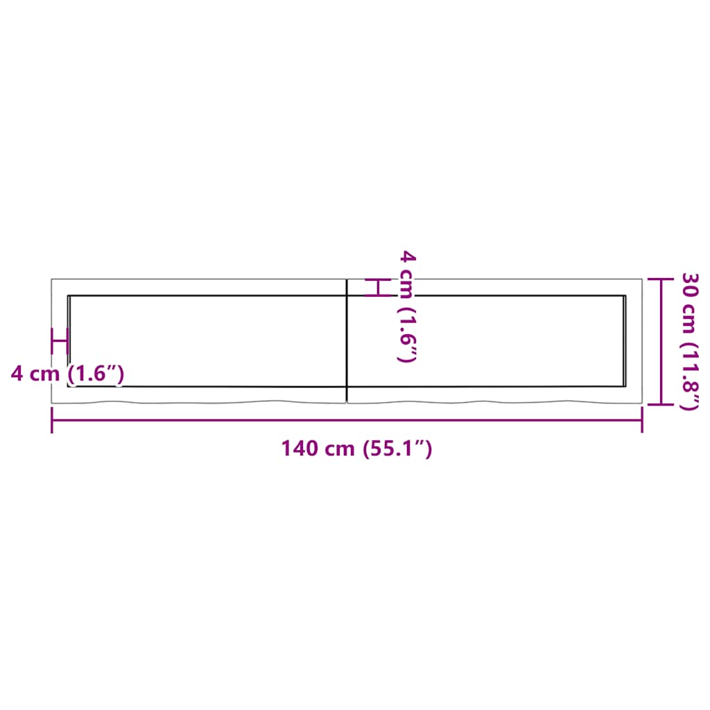 Kupaonska radna ploča svjetlosmeđa 140x30x(2-4) cm masivno drvo