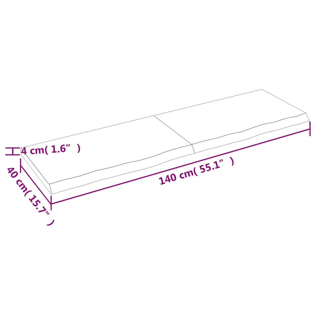 Kupaonska radna ploča svjetlosmeđa 140x40x(2-4) cm masivno drvo