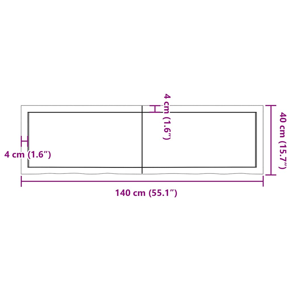 Kupaonska radna ploča svjetlosmeđa 140x40x(2-4) cm masivno drvo