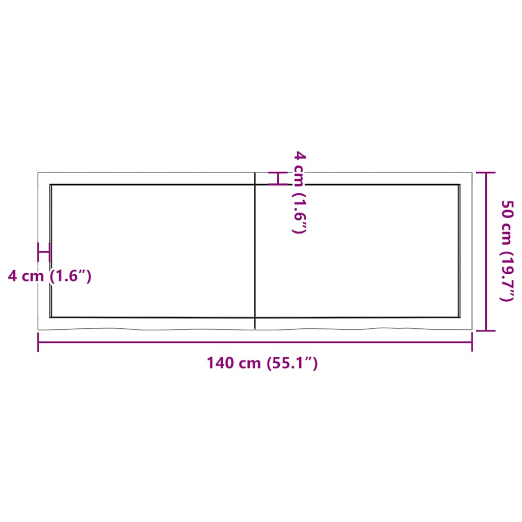 Kupaonska radna ploča svjetlosmeđa 140x50x(2-4) cm masivno drvo