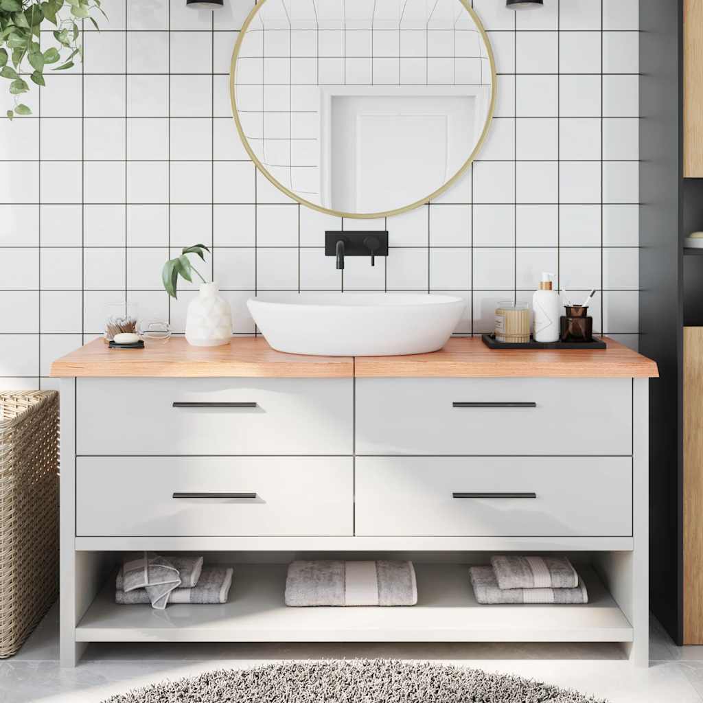 Kupaonska radna ploča svjetlosmeđa 160x40x(2-4) cm masivno drvo