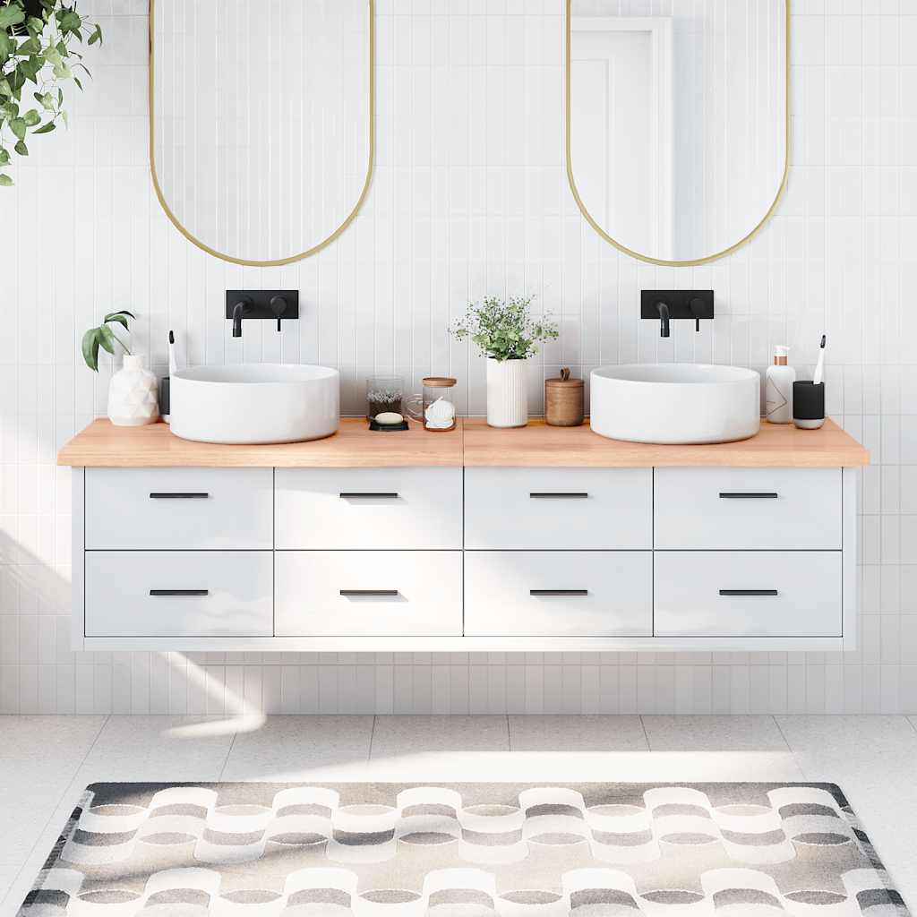 Kupaonska radna ploča svjetlosmeđa 200x60x(2-4) cm masivno drvo