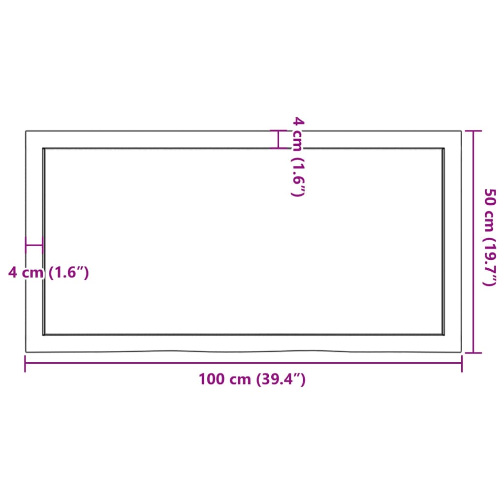 Kupaonska radna ploča tamnosmeđa 100x50x(2-4) cm tretirano drvo