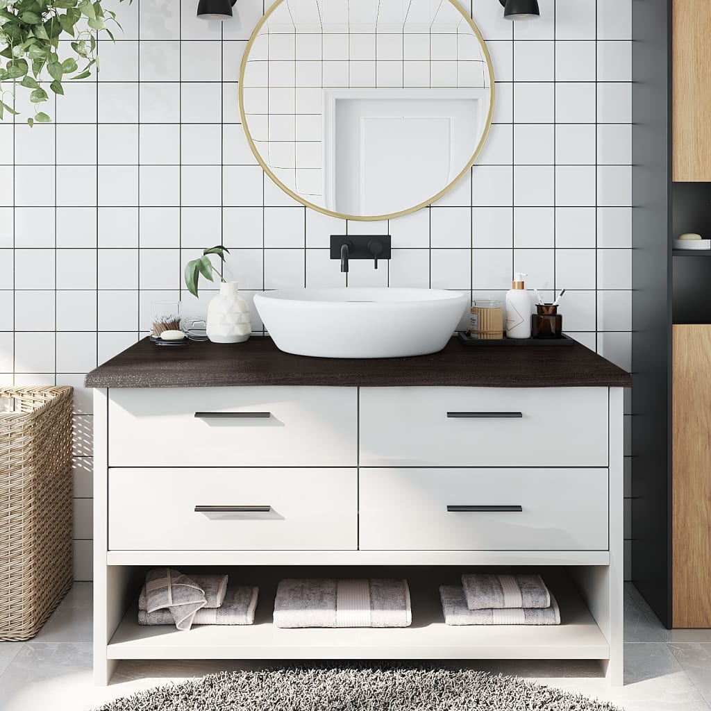 Kupaonska radna ploča tamnosmeđa 100x50x(2-4) cm tretirano drvo