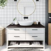 Kupaonska radna ploča tamnosmeđa 100x50x(2-4) cm tretirano drvo