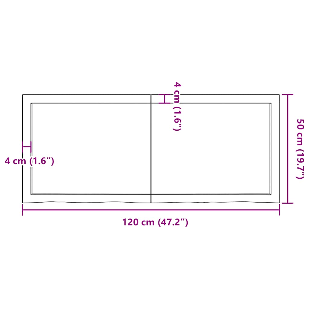 Kupaonska radna ploča tamnosmeđa 120x50x(2-4) cm tretirano drvo
